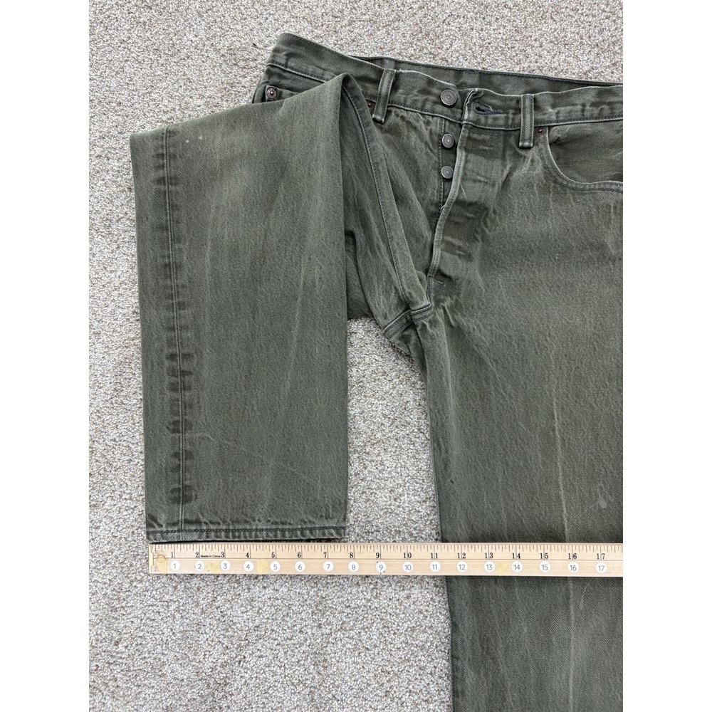 Levi's 501 White Oak Cone Denim Jeans Men's 34x30 Olive Green Americana Workwear - Picture 14 of 15